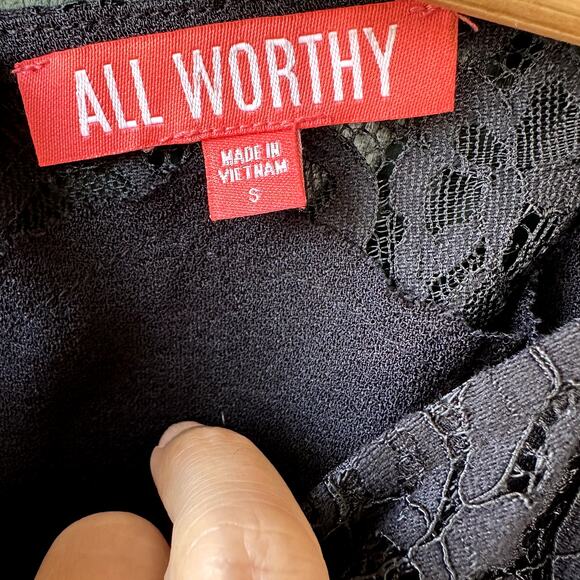 Allworthy Sz S Black Full Length Jumpsuit w/ Lace Bodice QVC Hunter McGrady - Picture 7 of 7